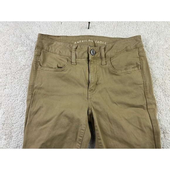 American Eagle Pants Womens 6 Short Khaki Super Stretch Skinny Fit‎ Tan Casual - Picture 2 of 10